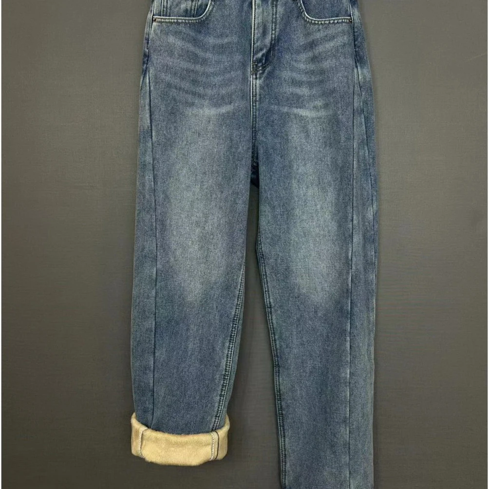 牛仔裤加绒百搭弯刀裤7057