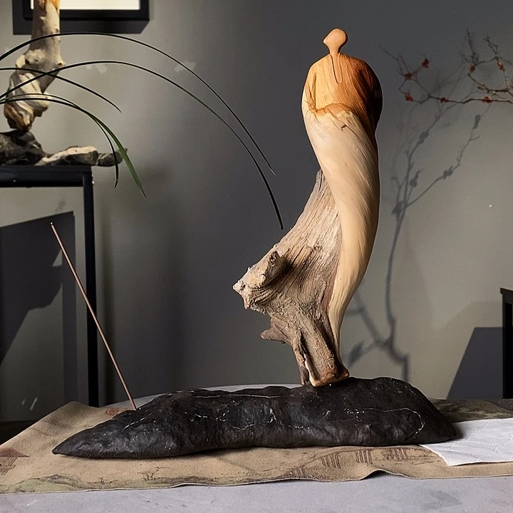 A***林崖柏手工雕刻禅意摆件