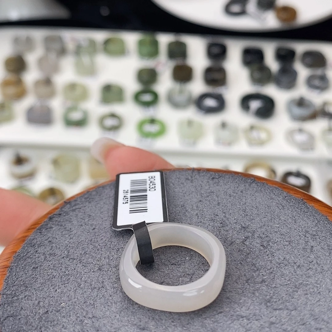 和田玉（糖玉）未镶嵌戒指M65藕粉方圆16.1