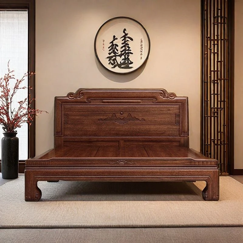 胡桃木床榫卯结构大床中式明清古典雕花主卧老式仿古加厚实木大床