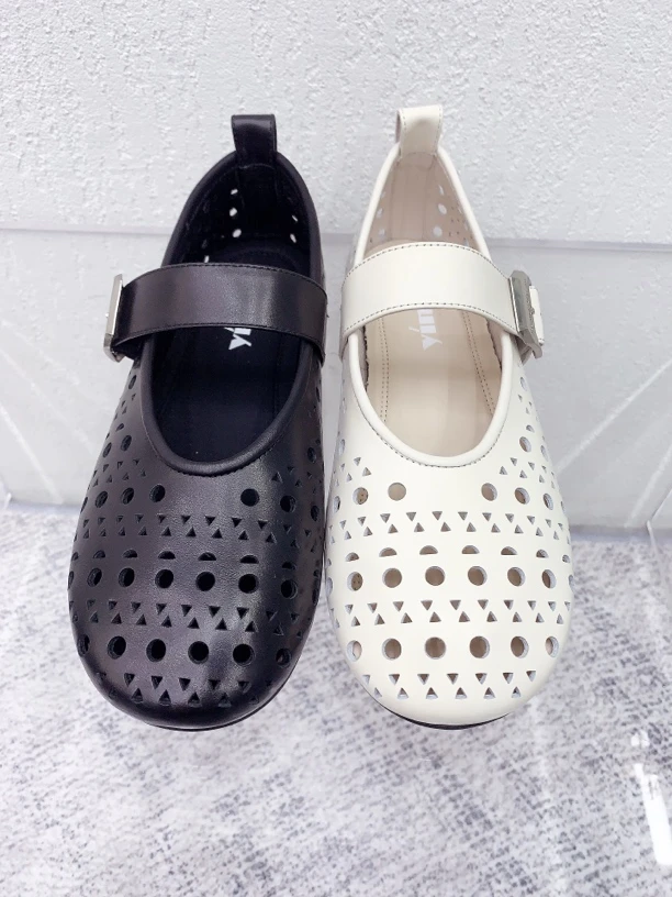 （应爱）镂空拉带乐福玛丽珍复古软底女鞋百搭休闲舒适真皮春夏透气