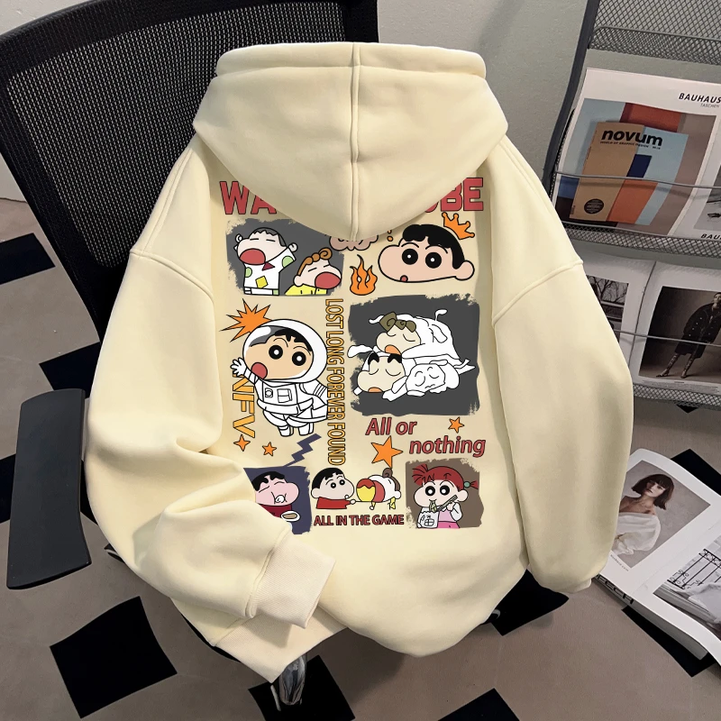 WASSUP HSUBE蜡笔小新卡通印花秋冬百搭上衣男女休闲情侣宽松美式