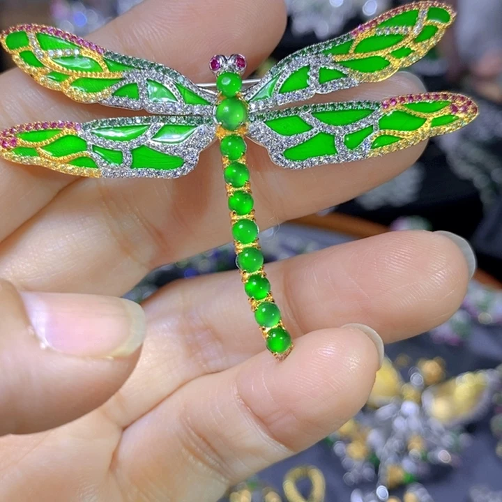 翡翠戒指银S925镶嵌天然翡翠