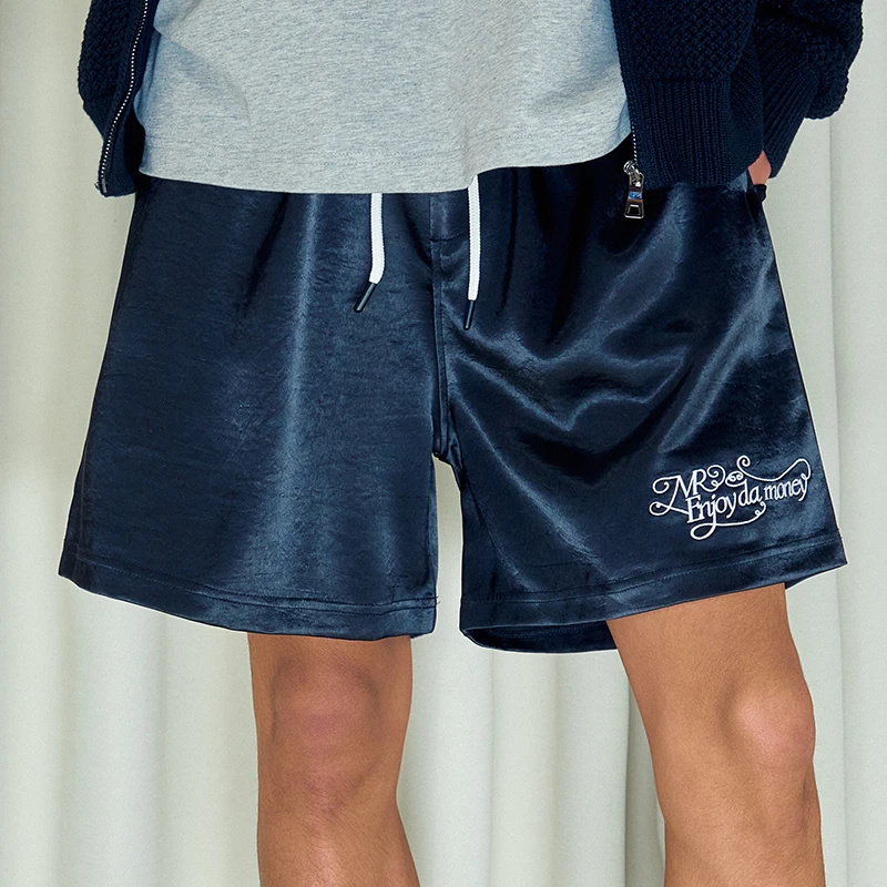 MEDM25SS丝绒拳击短裤男夏外穿潮牌美式复古五分裤宽松休闲阔腿裤