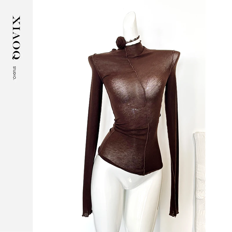 【小Q家】50741高领修身显瘦纯色长袖T恤