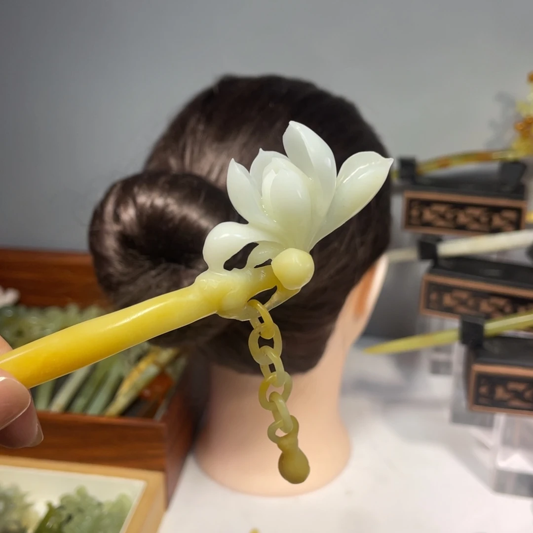 小***~蛇纹石玉未镶嵌发饰