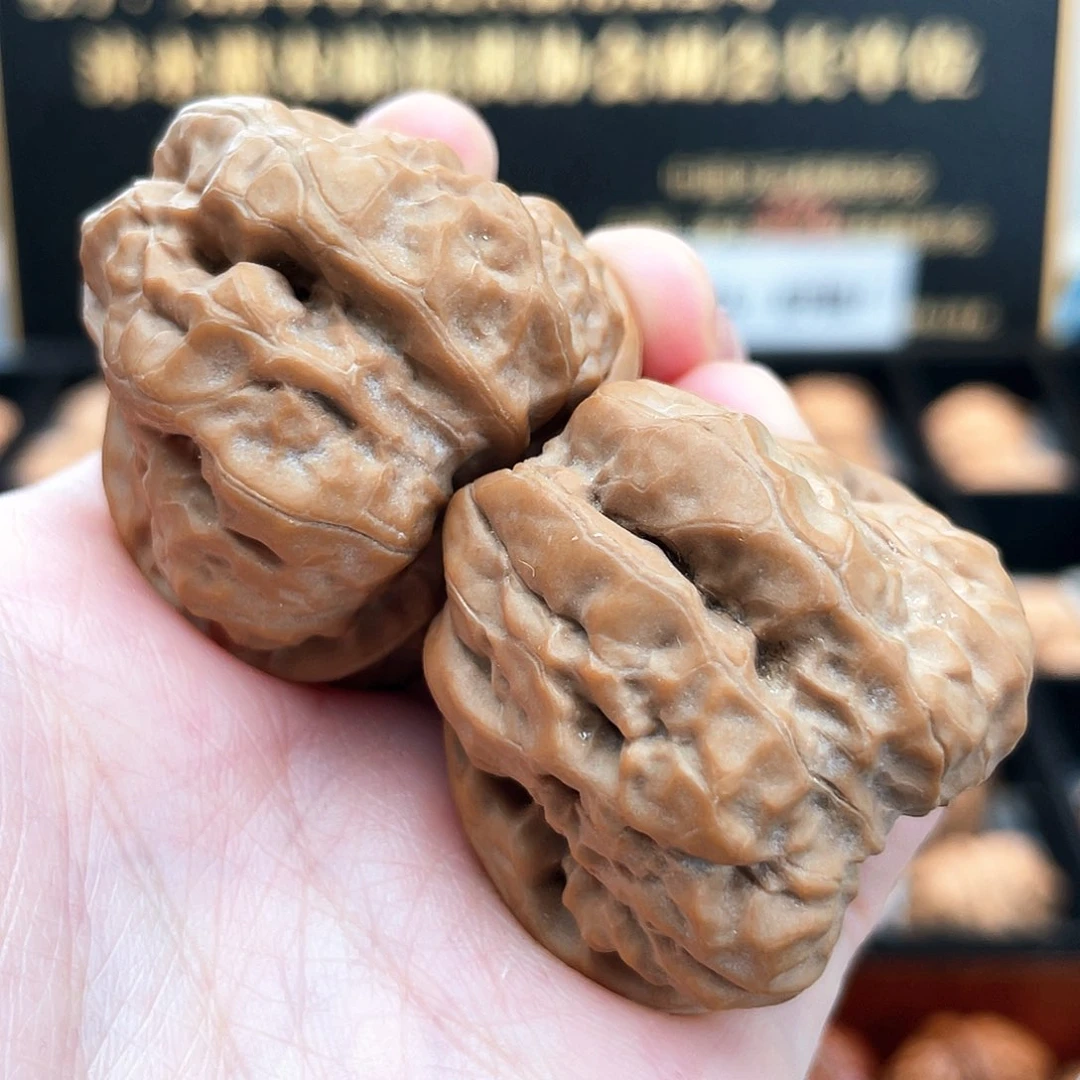 把件文玩核桃双开背延庆肌肉蛙胖蛙粉红皮疙瘩纹3907