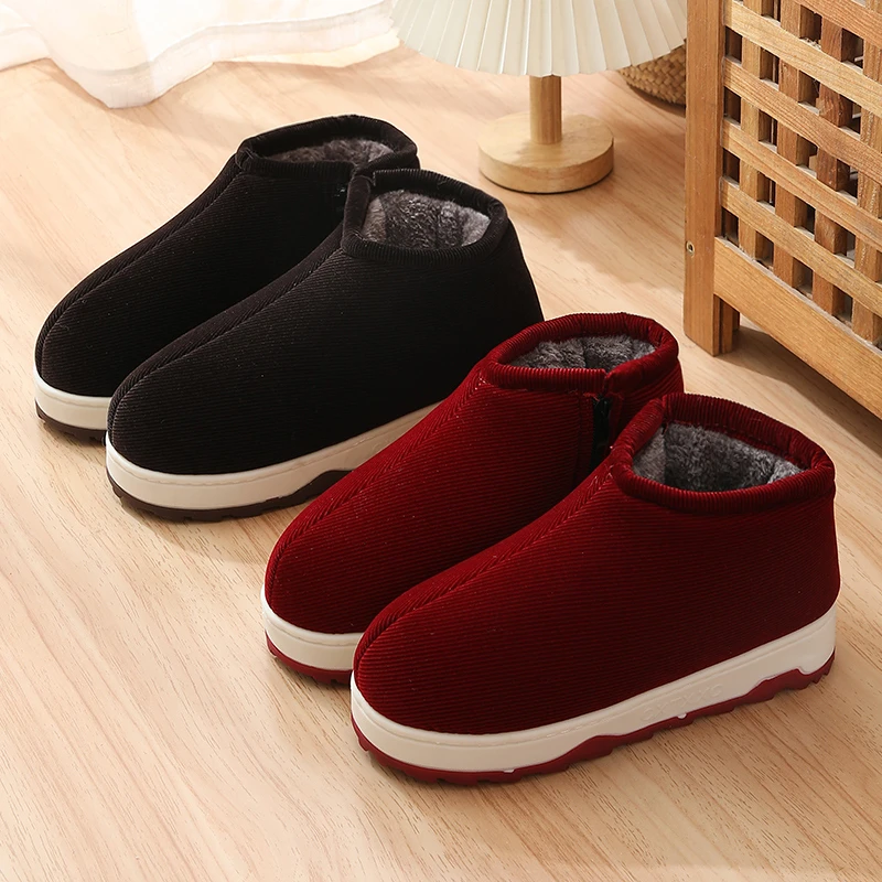 老式手工棉鞋女士冬季2025新款中年居家外穿防滑加绒加厚包后跟鞋