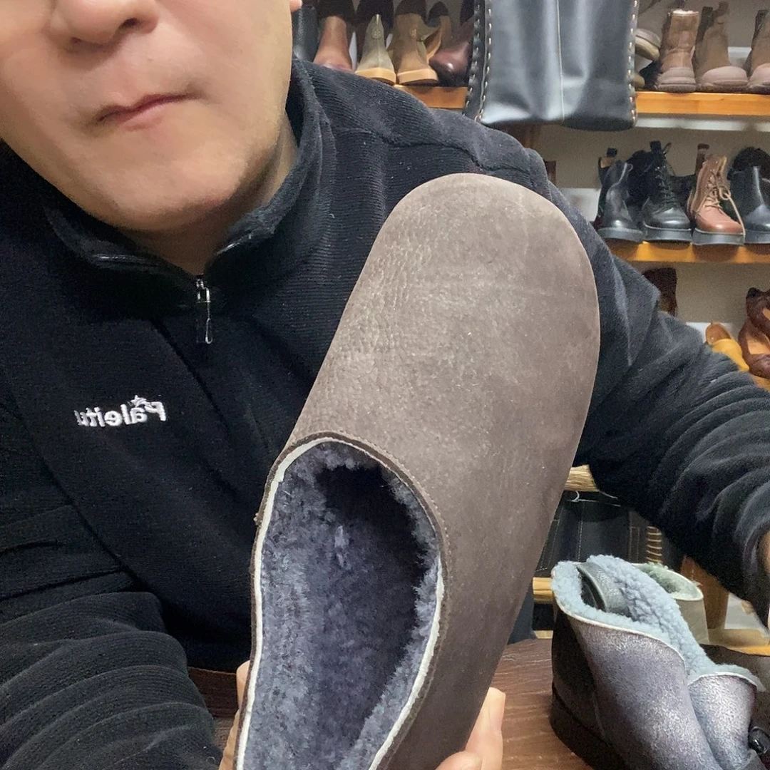 鱼嘴鞋36黑咖色5699羊毛里