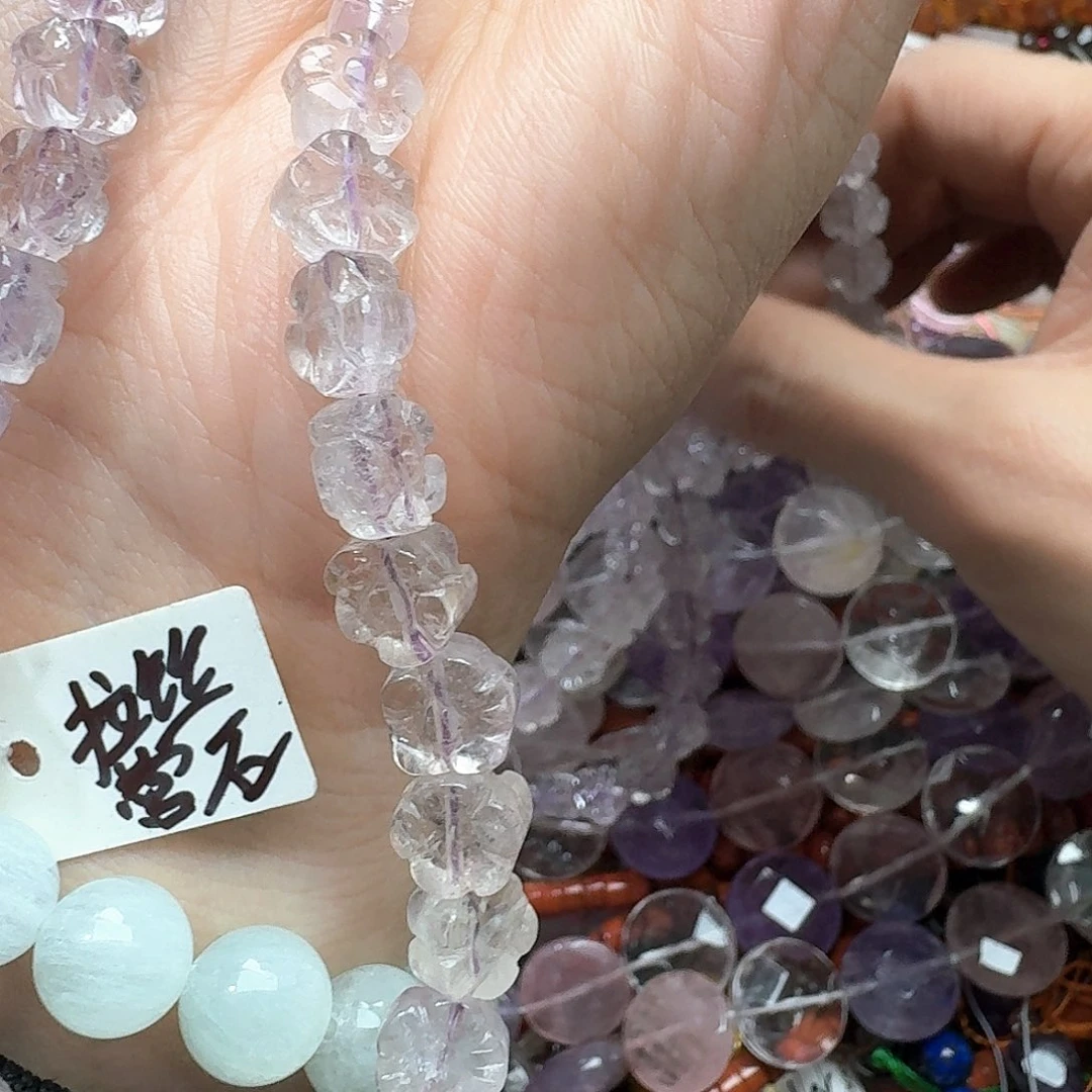 玛瑙/玉髓合金珠宝半成品一条9mm紫水晶花花