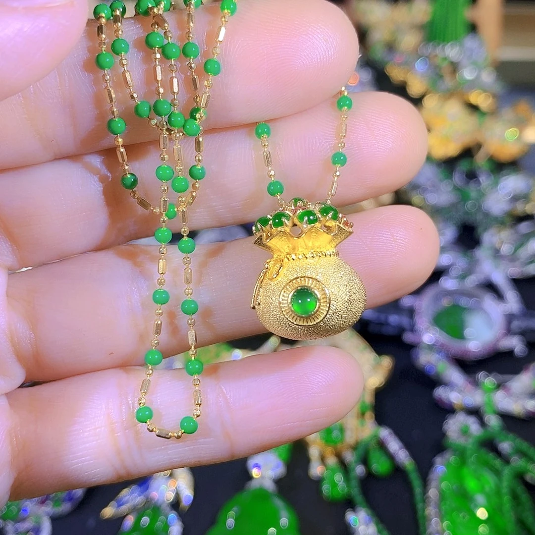 颈饰银S925镶嵌翡翠