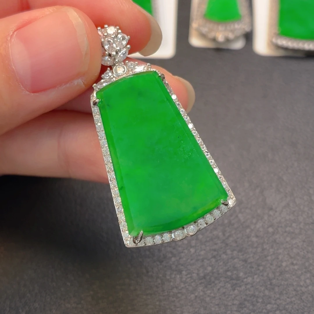 翡翠银S925镶嵌吊坠(不含链)