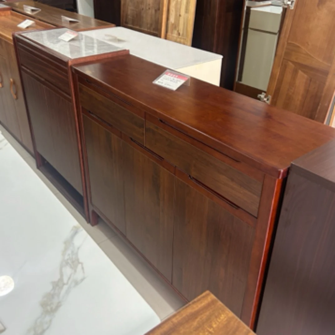 上海健通家具店实木➕生态板鞋柜80/1.0/1.2米深色玄关柜储物