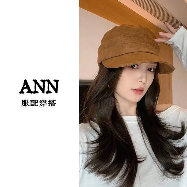 【ANN】复古百搭马术帽麂皮绒帽子小众设计日系女秋冬骑士帽显脸小