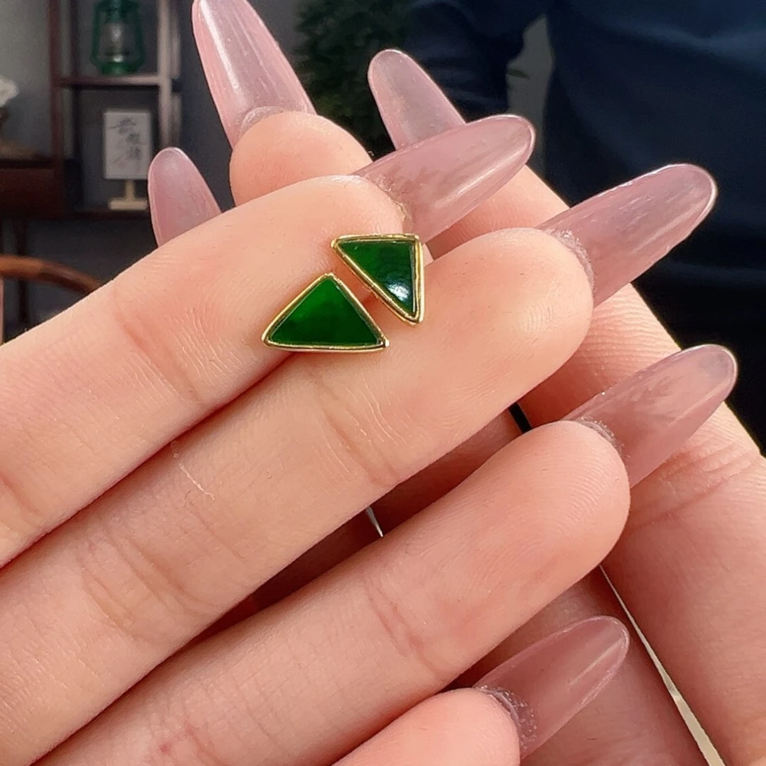 翡翠耳饰银S925镶嵌耳环43