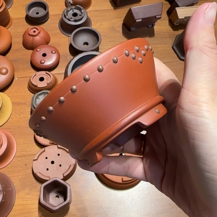 紫砂花盆半手工制作