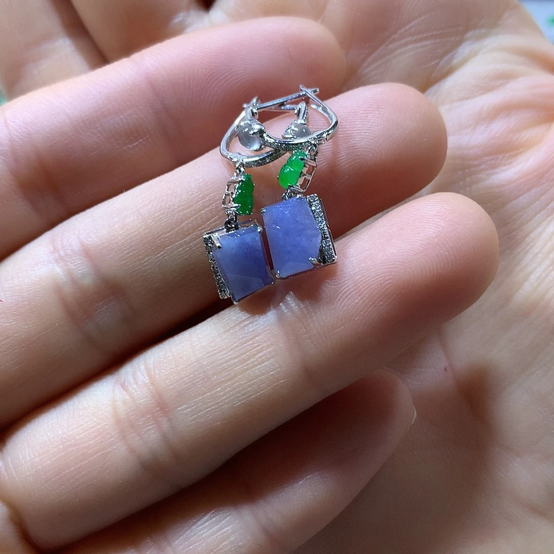 吊坠(不含链)18K金镶嵌翡翠耳坠