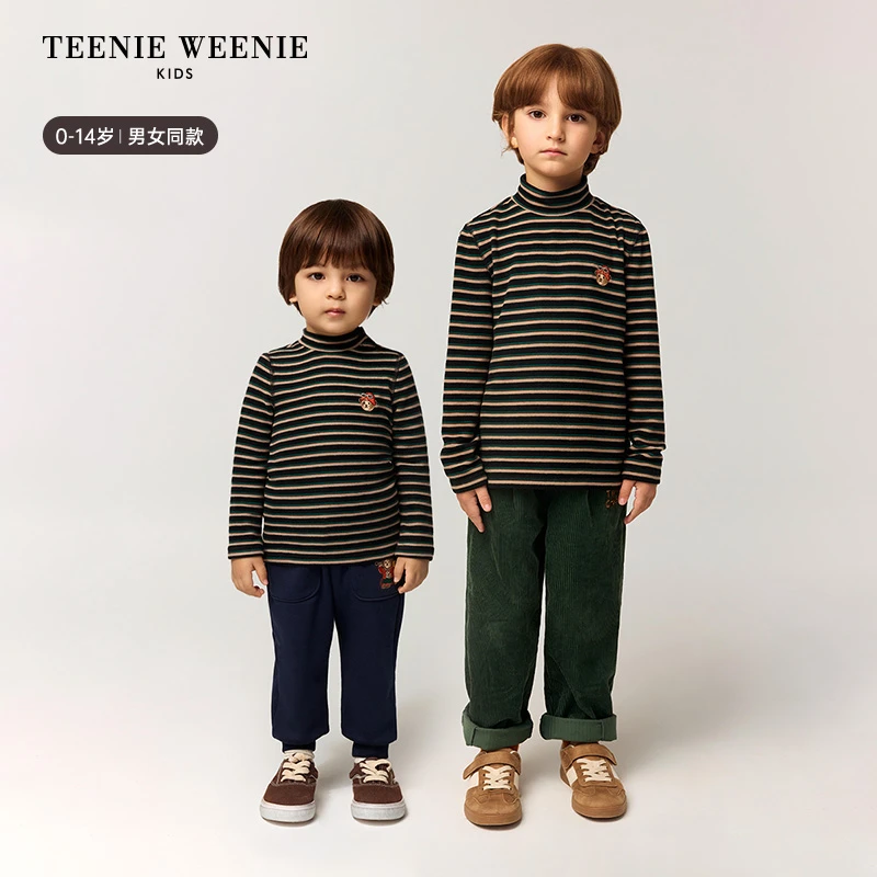 TeenieWeenie Kids小熊童装25冬发热半高领条纹打底衫TKLA258976H