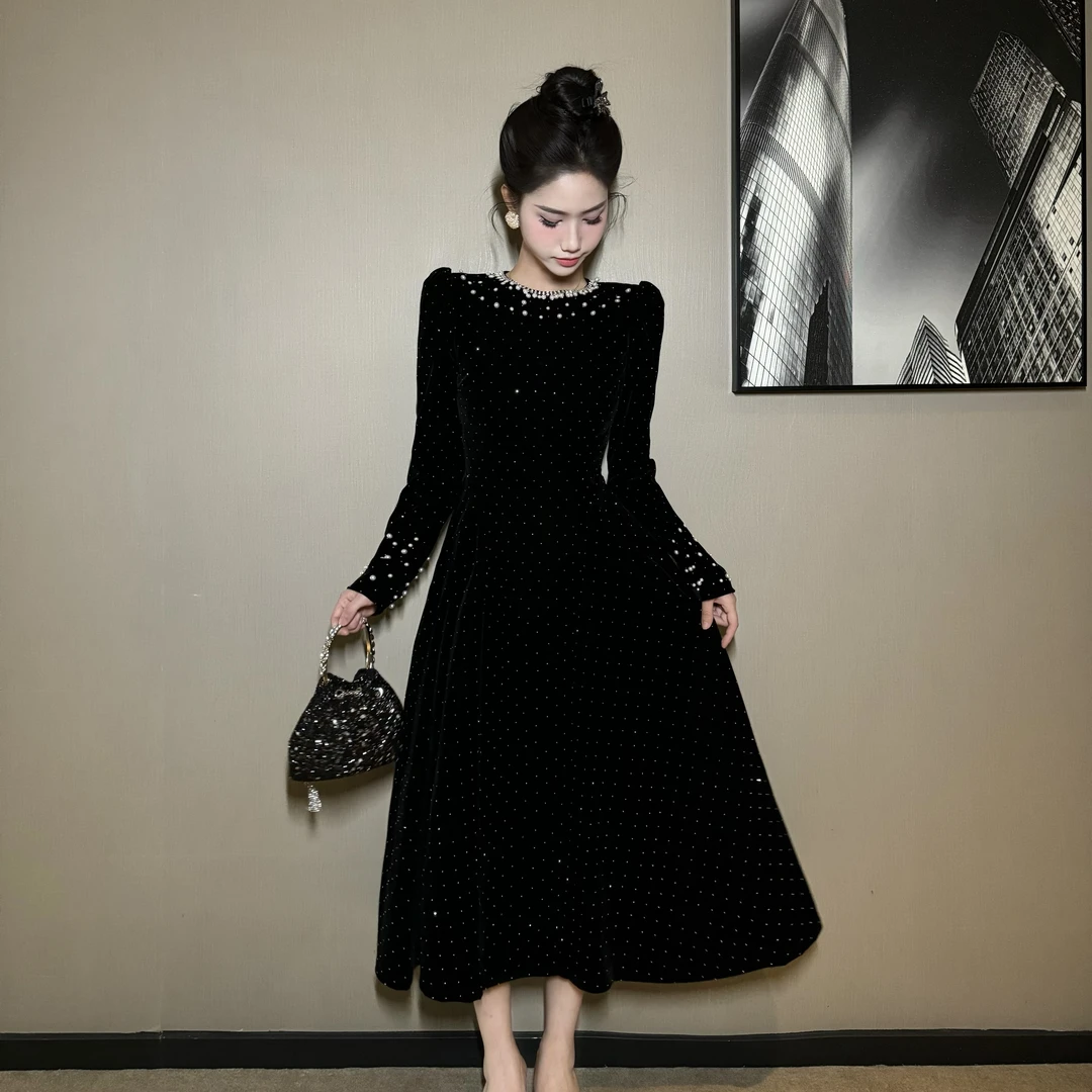 【时时原创】气质轻奢赫本风名媛时尚法式复古优雅女神连衣裙21632