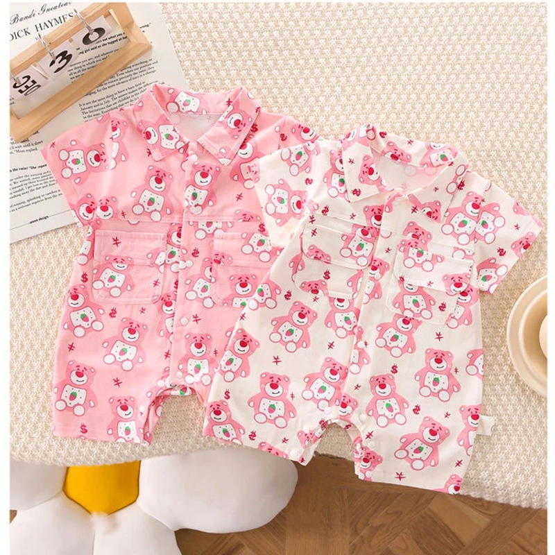 新生婴儿夏季纯棉短袖连体衣可爱A类男女宝宝外出服新品