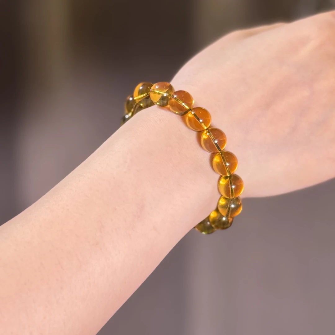 美创珠宝天然原矿琥珀墨西哥3A净水蓝珀11+mm 单圈手串