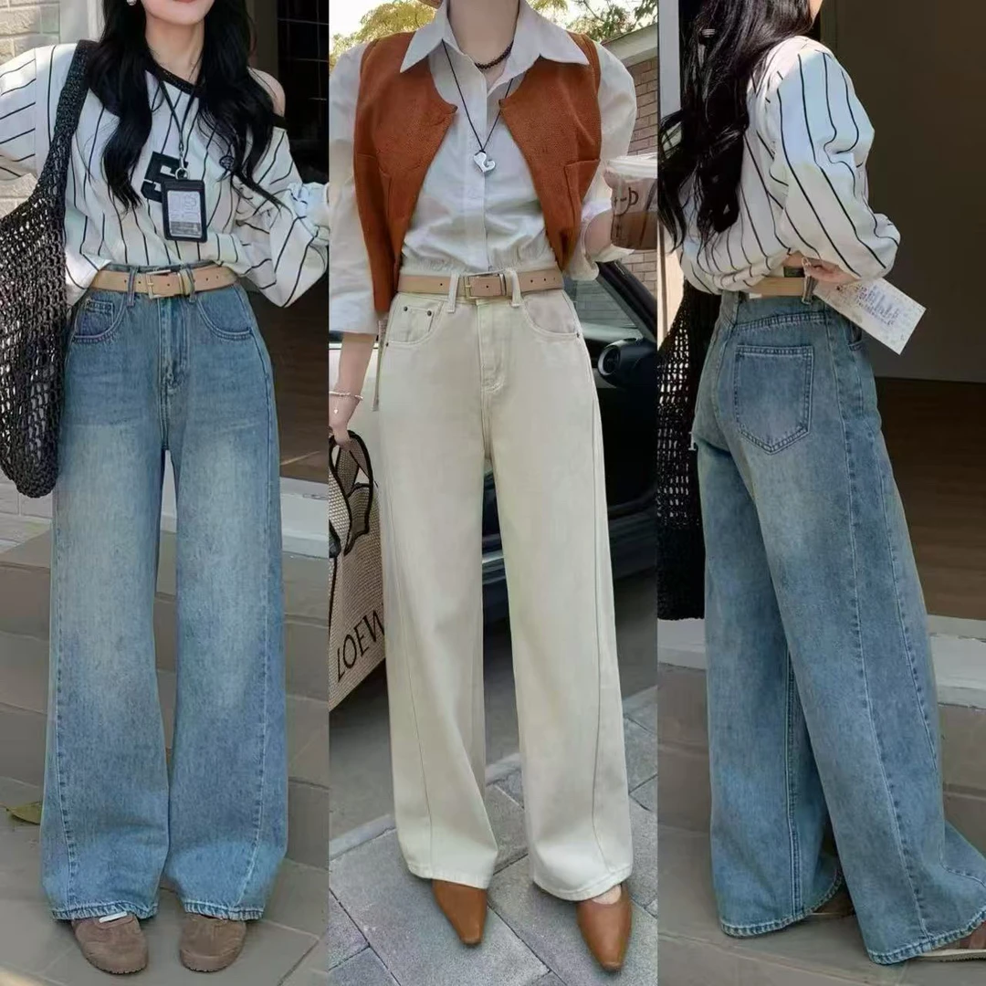 【公主屋】显瘦拖地直筒牛仔裤72-1