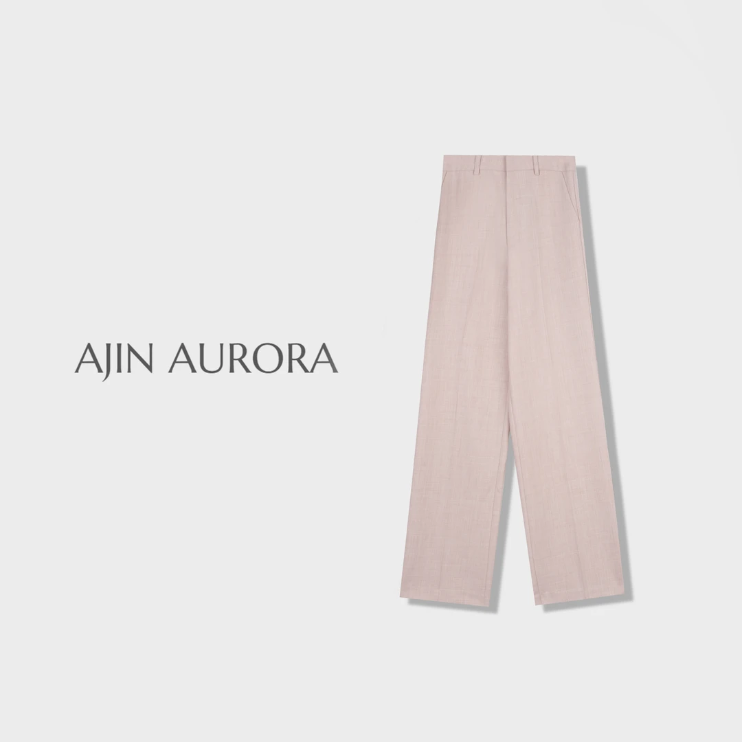 【粉黛佳人】2025新款新中式休闲显瘦垂感窄版阔腿裤直筒裤子女A5