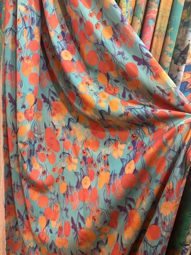 染底贡缎工艺棉绸面料！富贵花卉款，幅宽1.5米