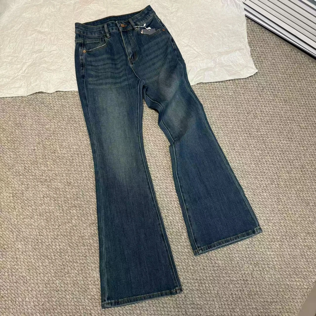 【花花严选】JB韩版简约高腰显瘦百搭微喇牛仔裤