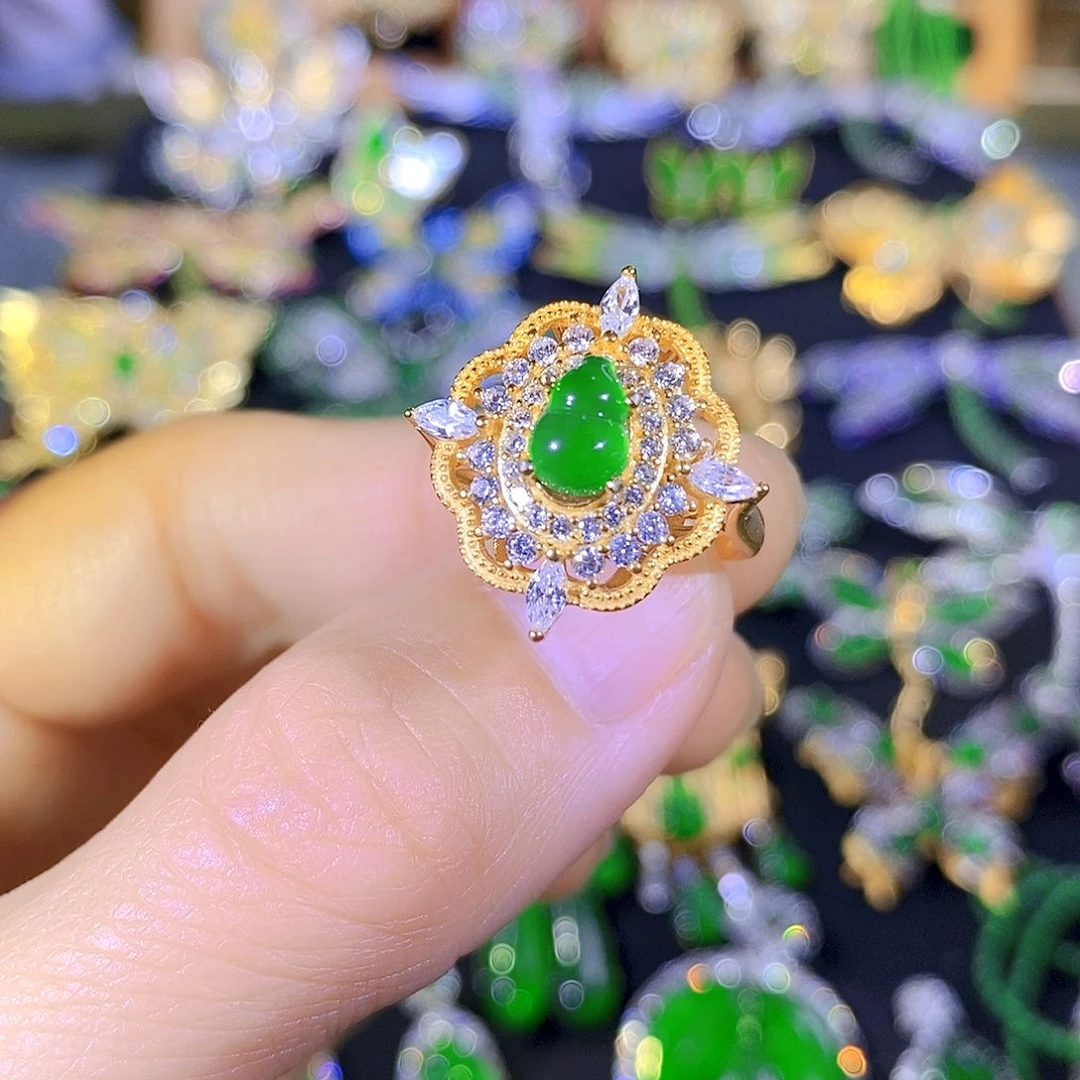 吊坠(不含链)银S925镶嵌翡翠