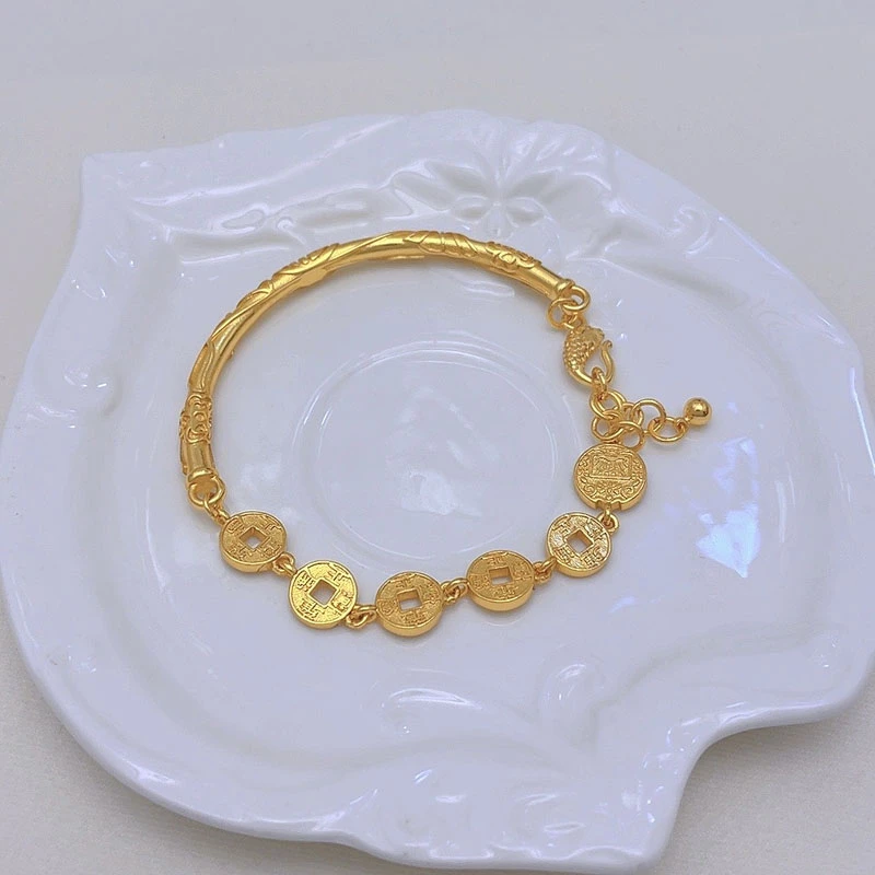 手链 1318-复古五帝币半镯五路财财手链百搭时尚