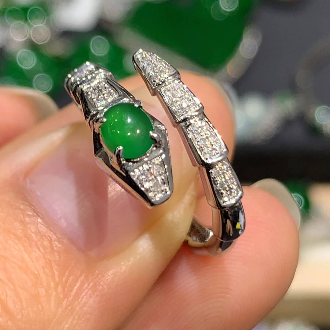 翡翠戒指18K金镶嵌8、