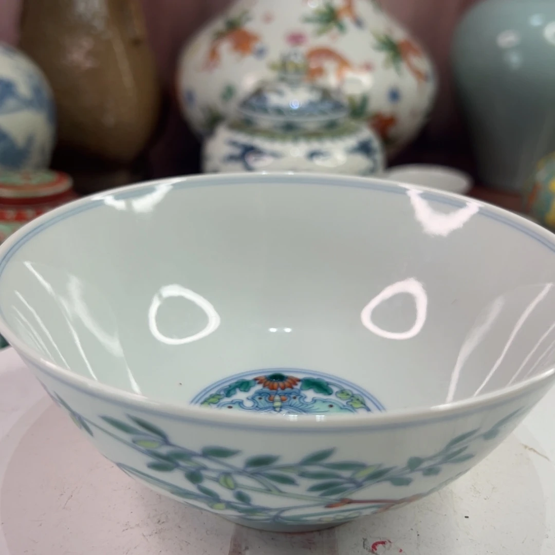 茶***一陶瓷斗彩折枝花纹宫碗