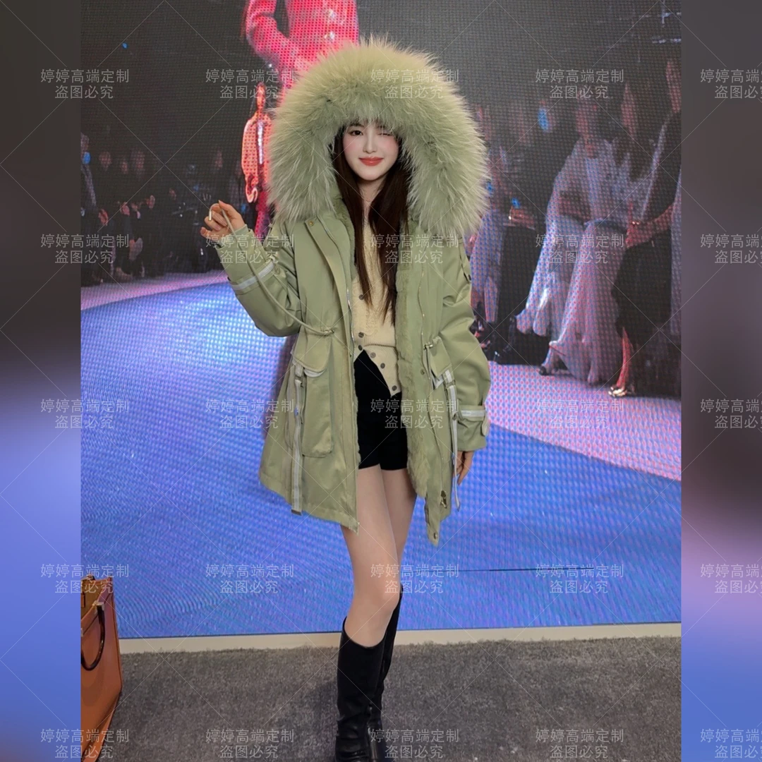 【花千骨獭兔毛】8266升级版派克服女秋冬季连帽棉服时尚百搭外套