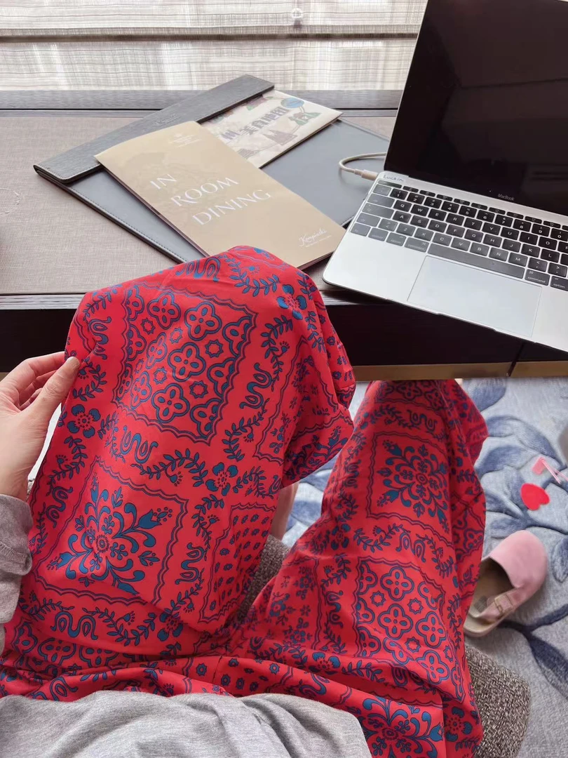 xxxwxz王希之  橘红色中式图腾松紧腰休闲裤#12754