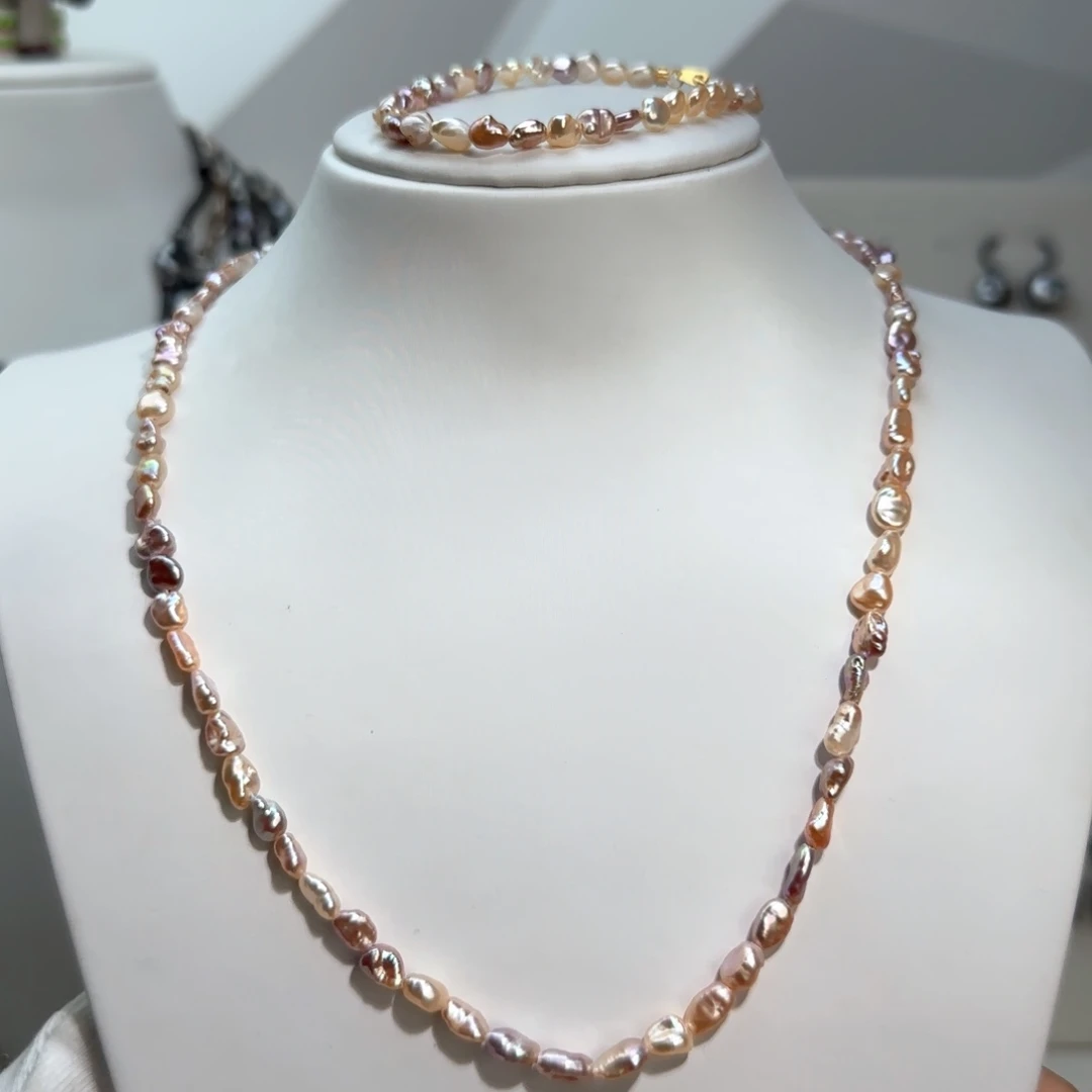 淡水珍珠银S925镶嵌颈饰