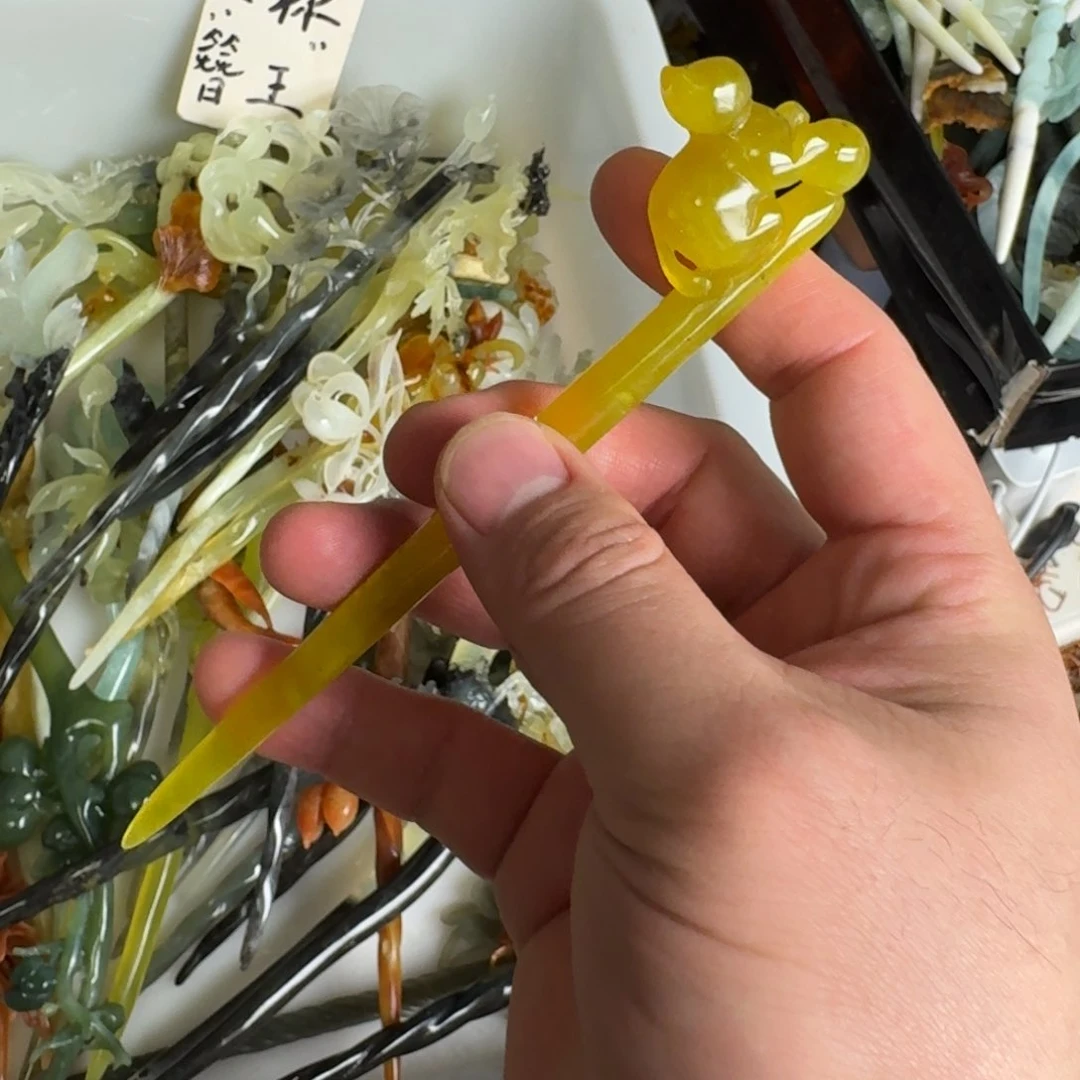 岫玉颈饰未镶嵌明君玉簪就是好看