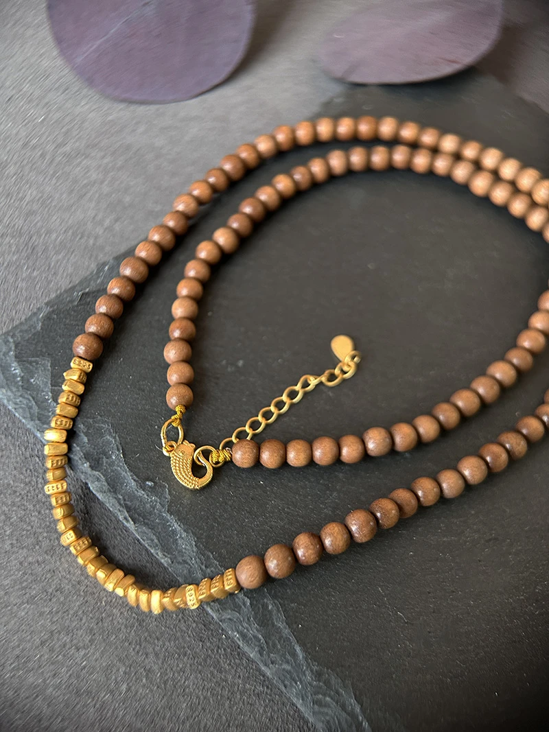 【皆为】印度老山檀香0.4cm锁骨链手串