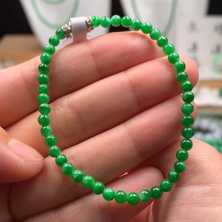翡翠未镶嵌手串天然缅甸A货翡翠 卡3.6mm