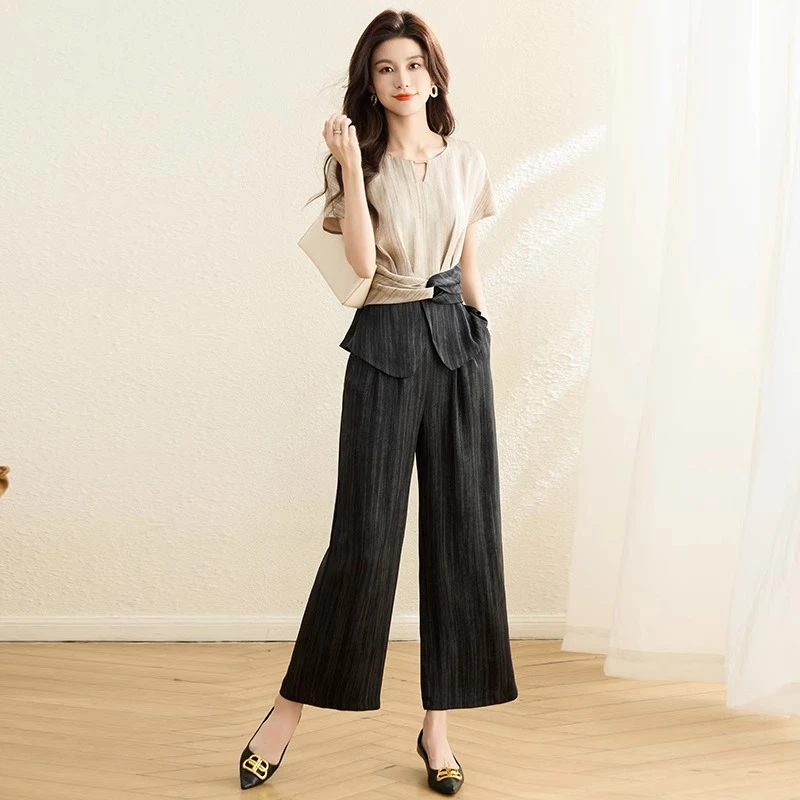 冰丝职业套装女夏2025新款爆轻奢高级感女人味超火品牌穿搭两件套