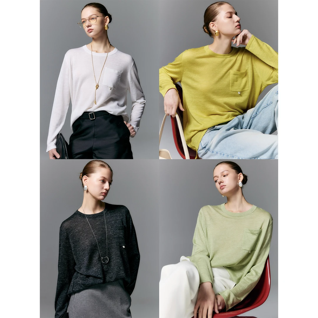 玖着'老钱T'意大利嵿级C@riaggi羊绒真丝亚麻高奢之享针织上衣