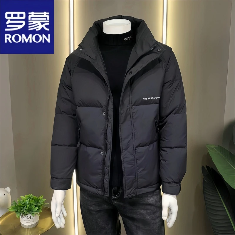 罗蒙秋冬季羽绒服男士外套立领高端爆款韩版休闲百搭夹克上衣男潮