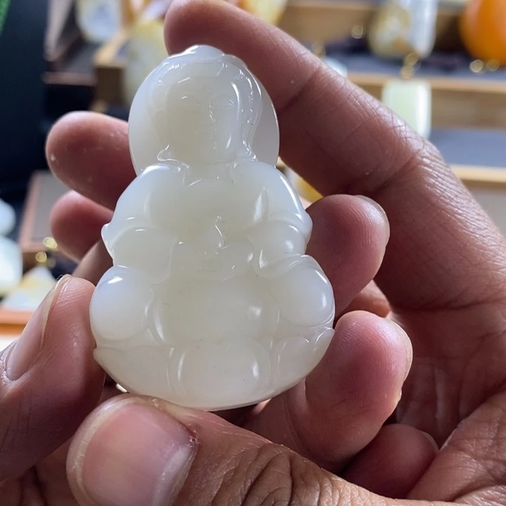 和田玉（青白玉）未镶嵌吊坠(赠链)猫*儿