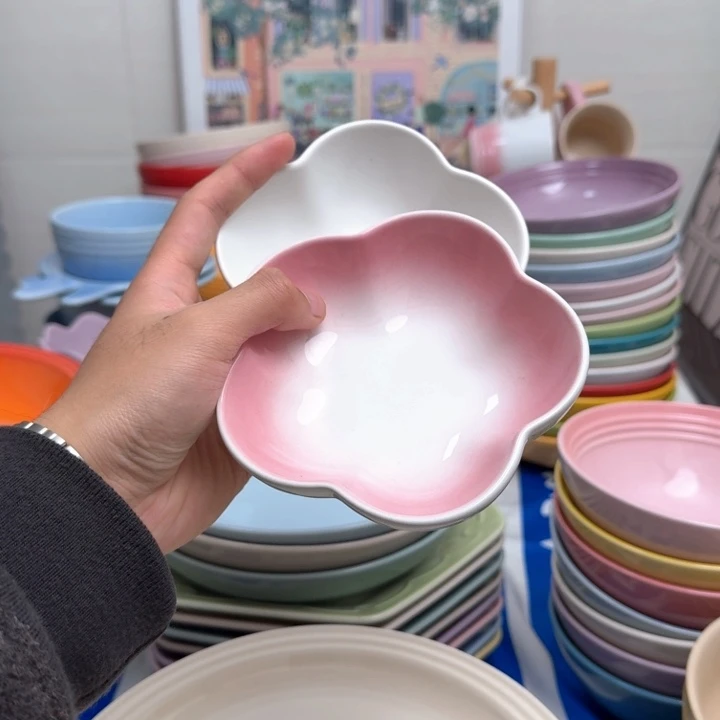 瓷片微瑕2个花朵深盘蘸料