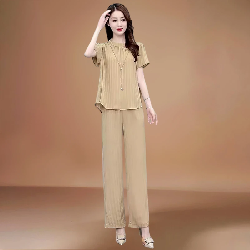 拉夏贝尔套装女夏季2025新名媛女装高端阔太太显瘦遮肉欧货两件套