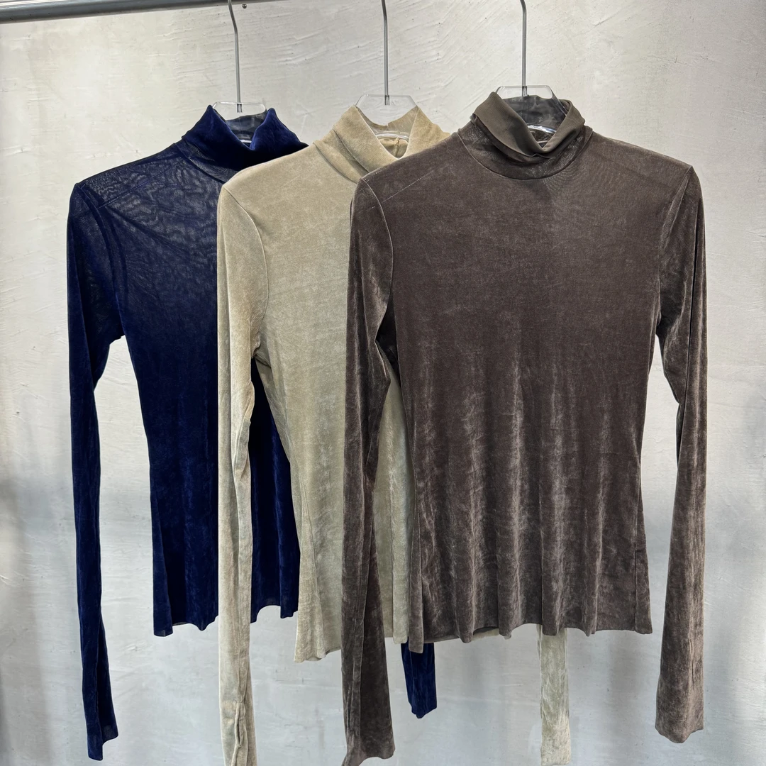原单商场同款2025秋冬新款高领植绒T恤打底衫X0110140