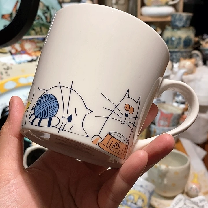 搪瓷猫咪马克杯有磕碰