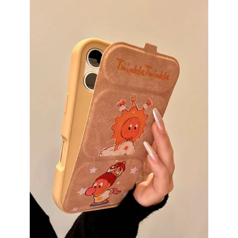 卡通可爱翻盖支架吹泡泡星星宝宝适用ihone17promax苹果16p手机壳