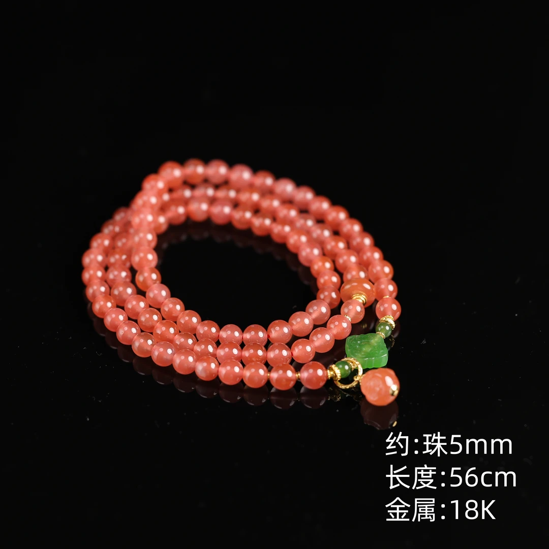 本真 |“寻意”严选精品天然原矿南红保山冰红6mm项链
