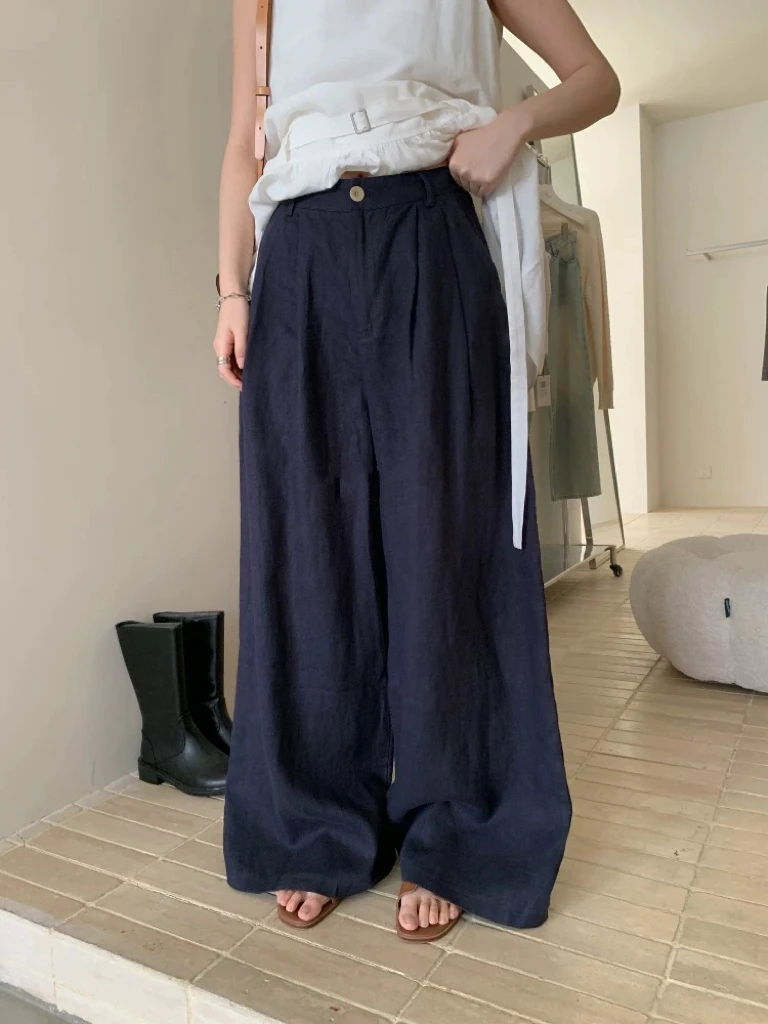 27857欧货高货舒服显瘦高腰阔腿拖地休闲裤805裤长105